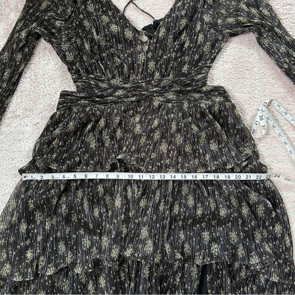 NWT ASTR The Label Black Floral Long Sleeve Maxi Dress Tiered Ruffle Low Back XL - Picture 9 of 14